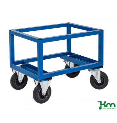 Palettenwagen blau bis 800 kg 2 Bockrollen 2 Lenkrollen 800x600x650mm KM221-BH