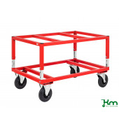 Palettenwagen KM222, 800x1200x655mm (BxLxH), bis 800kg belastbar, 2 Bockrollen, 2 Lenkrollen, rot