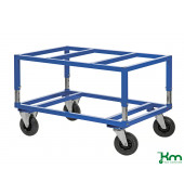 Palettenwagen KM222-B, 800x1200x655mm (BxLxH), bis 800kg belastbar, 2 Bockrollen, 2 Lenkrollen, blau