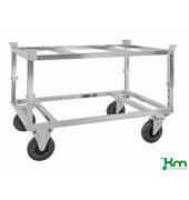 Palettenwagen KM222-EP, Verzinkter Palettenwagen mit Palettenhalter, 846x1246x705mm (BxLxH), bis 800kg belastbar, 2 Bockrollen, 