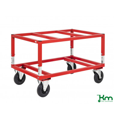 Palettenwagen rot bis 800 kg 2 Bockrollen 2 Lenkrollen mit Bremse 1200x800x655mm KM222B