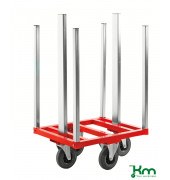 Palettenwagen KM224, Transportwagen für Palettenrahmen, 600x800x1215mm (BxLxH), bis 300kg belastbar, 2 Bockrollen, 2 Lenkrollen