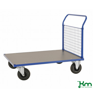 Plattformwagen Serie 200 KM232-2, 700x1083mm (BxL gesamt), bis 500kg belastbar, 2 Bockrollen, 2 Lenkrollen, blau