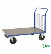 Plattformwagen KM232-3, Serie 200 Plattformwagen, 800x1283x1020mm (BxLxH), bis 500kg belastbar, 2 Bockrollen, 2 Lenkrollen, blau