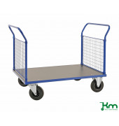 Plattformwagen KM233-3, Serie 200 Plattformwagen, 800x1366x1020mm (BxLxH), bis 500kg belastbar, 2 Bockrollen, 2 Lenkrollen, blau