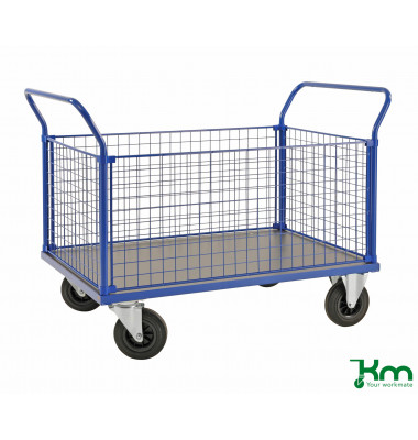 Plattformwagen Serie 200 KM235-2, 700x1166mm (BxL gesamt), bis 500kg belastbar, 2 Bockrollen, 2 Lenkrollen, blau