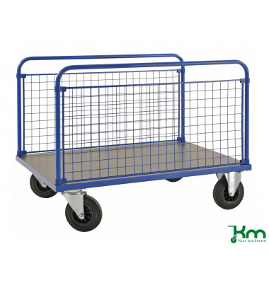 Plattformwagen Serie 200 KM236-2, 700x1000mm (BxL gesamt), bis 500kg belastbar, 2 Bockrollen, 2 Lenkrollen, blau