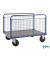 Plattformwagen Serie 200 KM236-2B, 700x1000mm (BxL gesamt), bis 500kg belastbar, 2 Bockrollen, 2 Lenkrollen, mit Bremse, blau