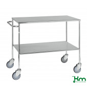 Edelstahlwagen KM271B, Tischwagen, 580x1000x870mm (BxLxH), bis 200kg belastbar, 4 Lenkrollen, 2 davon mit Bremse, verzinkt