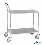 Edelstahlwagen KM272B, Tischwagen, 430x840x960mm (BxLxH), bis 200kg belastbar, 4 Lenkrollen, 2 davon mit Bremse, verzinkt