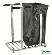 Edelstahlwagen KM3029MR, Müllsackständer, 350x350x750mm (BxLxH), bis 80kg belastbar, 4 Lenkrollen, 2 davon mit Bremse, rostfre