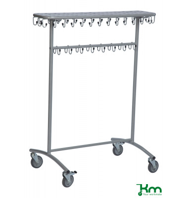 KM30KV, Kleiderst&auml;nder Wagen mit Rollen 592x975x1215mm (BxLxH), bis 30kg belastbar, 4 Lenkrollen, 2 davon mit Bremse, grau