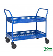 Tischwagen KM3200B, Tischwagen mit Rand, 2 Böden, 550x1130x940mm (BxLxH), bis 250kg belastbar, 4 Lenkrollen, 2 davon mit Bremse