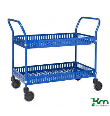 Tischwagen blau bis 250 kg 4 Lenkrollen 2 davon mit Bremse 1130x550x940mm KM3200B