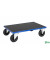 Plattformwagen Serie 300 KM330-3B, 800x1200mm (BxL gesamt), bis 500kg belastbar, 2 Bockrollen, 2 Lenkrollen, mit Bremse, blau