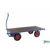 Schwerlastwagen KM330200PF, 1000x2000x460mm (BxLxH), bis 1000kg belastbar, 4 Bockrollen, Deichselbremse, blau