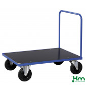 Plattformwagen Serie 300 KM331-2, 700x1000mm (BxL gesamt), bis 500kg belastbar, 2 Bockrollen, 2 Lenkrollen, blau
