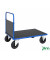 Plattformwagen Serie 300 KM332-2, 700x1000mm (BxL gesamt), bis 500kg belastbar, 2 Bockrollen, 2 Lenkrollen, blau
