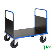 Plattformwagen KM333-2, Serie 300 Plattformwagen, 700x1000x900mm (BxLxH), bis 500kg belastbar, 2 Bockrollen, 2 Lenkrollen, blau