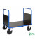 Plattformwagen Serie 300 KM333-2, 700x1000mm (BxL gesamt), bis 500kg belastbar, 2 Bockrollen, 2 Lenkrollen, blau
