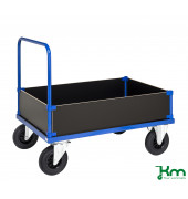 Plattformwagen KM335-2LB, Serie 300 Kofferwagen, 700x1000x900mm (BxLxH), bis 500kg belastbar, 2 Bockrollen, 2 Lenkrollen, mit Br