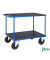 Plattformwagen Serie 300 KM337-2B, 700x1100mm (BxL gesamt), bis 500kg belastbar, 2 Bockrollen, 2 Lenkrollen, mit Bremse, blau