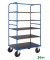 Plattformwagen Serie 300 mdf KM338-3, 800x1200mm (BxL gesamt), bis 500kg belastbar, 2 Bockrollen, 2 Lenkrollen, braun