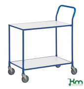 Tischwagen KM3730-6B, 2 Böden, 435x850x950mm (BxLxH), bis 150kg belastbar, 4 Lenkrollen, 2 davon mit Bremse, weiß