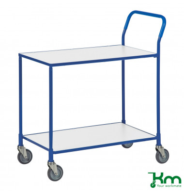 Tischwagen weiß bis 150 kg 4 Lenkrollen 2 davon mit Bremse 850x435x950mm KM3730-6B