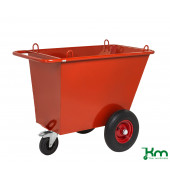 Müllsackständer KM400PF, Abfallwagen 400 Liter, 720x1310x1000mm (BxLxH), bis 750kg belastbar, 1 Lenk- und 2 Bockrollen, rot