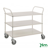 Etagenwagen KM4106, Farbiger Wagen mit 3 Böden, 480x1080x940mm (BxLxH), bis 250kg belastbar, 4 Lenkrollen, weiß