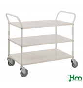 Etagenwagen KM4106B, Farbiger Wagen mit 3 Böden, 480x1080x940mm (BxLxH), bis 250kg belastbar, 4 Lenkrollen, 2 davon mit Bremse,