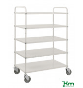 Etagenwagen KM4124, Leichter Etagenwagen, 5 Böden, 585x980x1445mm (BxLxH), bis 250kg belastbar, 4 Lenkrollen, weiß