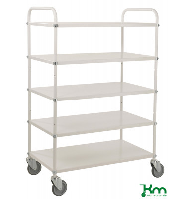 Etagenwagen weiß bis 250 kg 4 Lenkrollen 2 davon mit Bremse 980x585x1445mm KM4124B