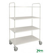 Etagenwagen KM4125, Leichter Etagenwagen, 4 Böden, 585x980x1445mm (BxLxH), bis 250kg belastbar, 4 Lenkrollen, weiß