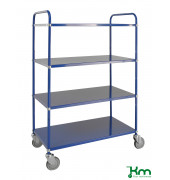 Etagenwagen KM4125-B, Leichter Etagenwagen, 4 Böden, 585x980x1445mm (BxLxH), bis 250kg belastbar, 4 Lenkrollen, blau