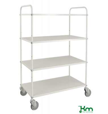 Etagenwagen weiß bis 250 kg 4 Lenkrollen 2 davon mit Bremse 980x585x1445mm KM4125B
