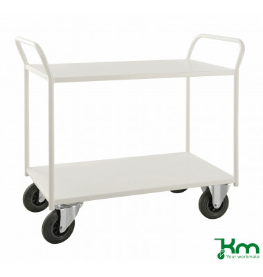 Etagenwagen weiß bis 400 kg 2 Bockrollen 2 Lenkrollen mit Bremse 1080x450x975mm KM4126B