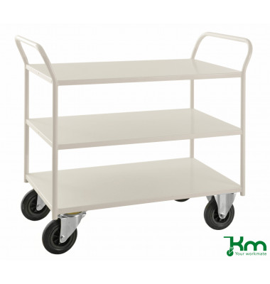 Etagenwagen weiß bis 400 kg 2 Bockrollen 2 Lenkrollen mit Bremse 1080x450x975mm KM4127B