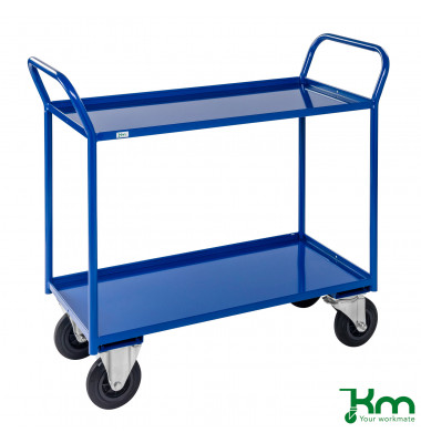 Etagenwagen blau bis 400 kg 2 Bockrollen 2 Lenkrollen 1080x450x1000mm KM4133-B