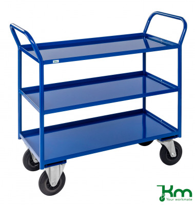 Etagenwagen blau bis 400 kg 2 Bockrollen 2 Lenkrollen 1080x450x1000mm KM4134-B