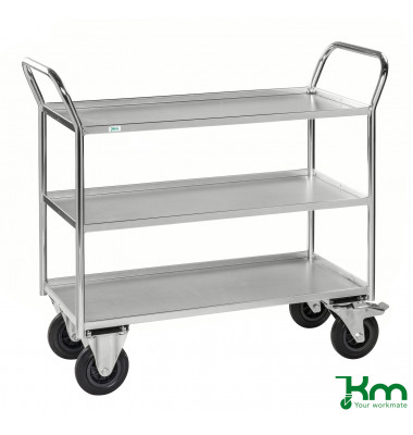 Etagenwagen verzinkt bis 400 kg 2 Bockrollen 2 Lenkrollen mit Bremse 1080x450x1000mm KM4134-EB