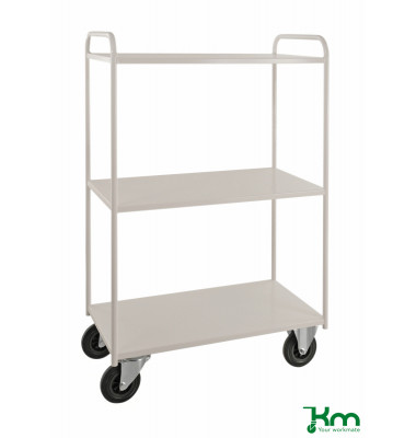 Etagenwagen weiß bis 400 kg 2 Bockrollen 2 Lenkrollen 955x550x1470mm KM4144
