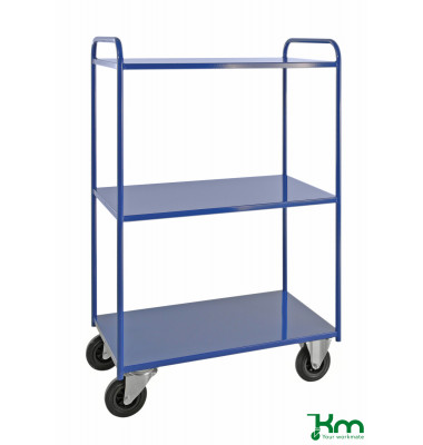 Etagenwagen blau bis 400 kg 2 Bockrollen 2 Lenkrollen 955x550x1470mm KM4144-B