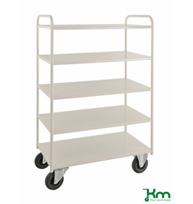 Etagenwagen weiß bis 400 kg 2 Bockrollen 2 Lenkrollen mit Bremse 955x550x1470mm KM4145B