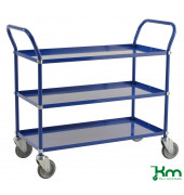 Etagenwagen KM4148-B, Leichter Etagenwagen, 3 Böden, 585x1070x940mm (BxLxH), bis 250kg belastbar, 4 Lenkrollen, blau