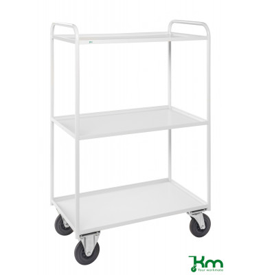 Etagenwagen weiß bis 400 kg 2 Bockrollen 2 Lenkrollen 955x550x1490mm KM4149