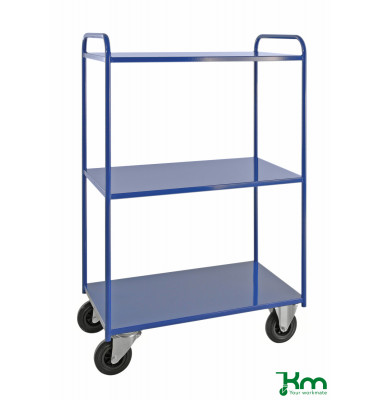 Etagenwagen blau bis 400 kg 2 Bockrollen 2 Lenkrollen 955x550x1490mm KM4149-B