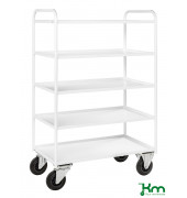 Etagenwagen KM4150, Etagenwagen mit 5 Böden, vollständig geschweißt, 550x955x1490mm (BxLxH), bis 400kg belastbar, 2 Bockrolle