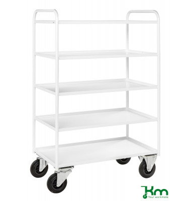 Etagenwagen weiß bis 400 kg 2 Bockrollen 2 Lenkrollen 955x550x1490mm KM4150